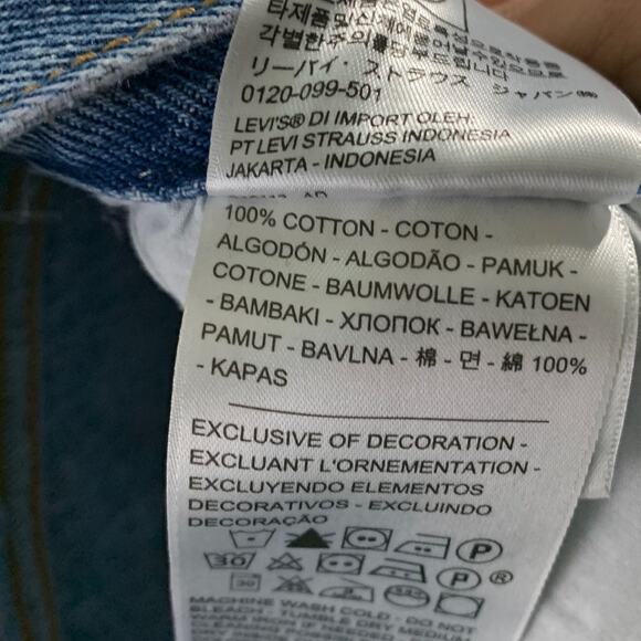 Levis 29 Premium Womens Straight Fit Jeans Raw Hem Medium Blue Distressed - Picture 6 of 10